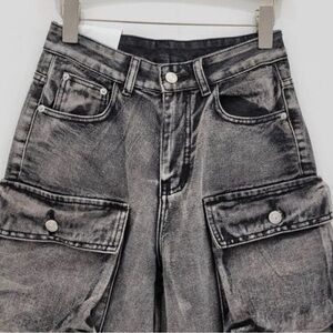 High Waist Wide Leg Cargo Junior‎ Jean Jorts Shorts Street Style Distressed Jean
